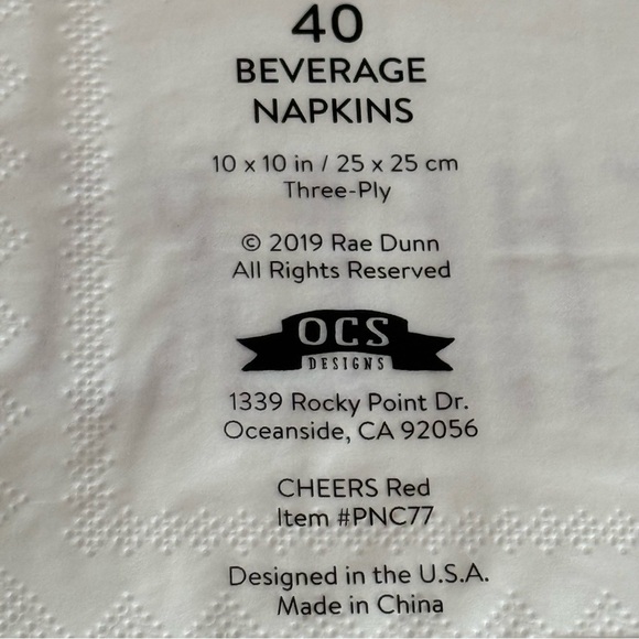 NEW SET of 2 Packs of 40 count Rae Dunn CHEERS Beverage Napkins (80 Total) - Picture 6 of 6